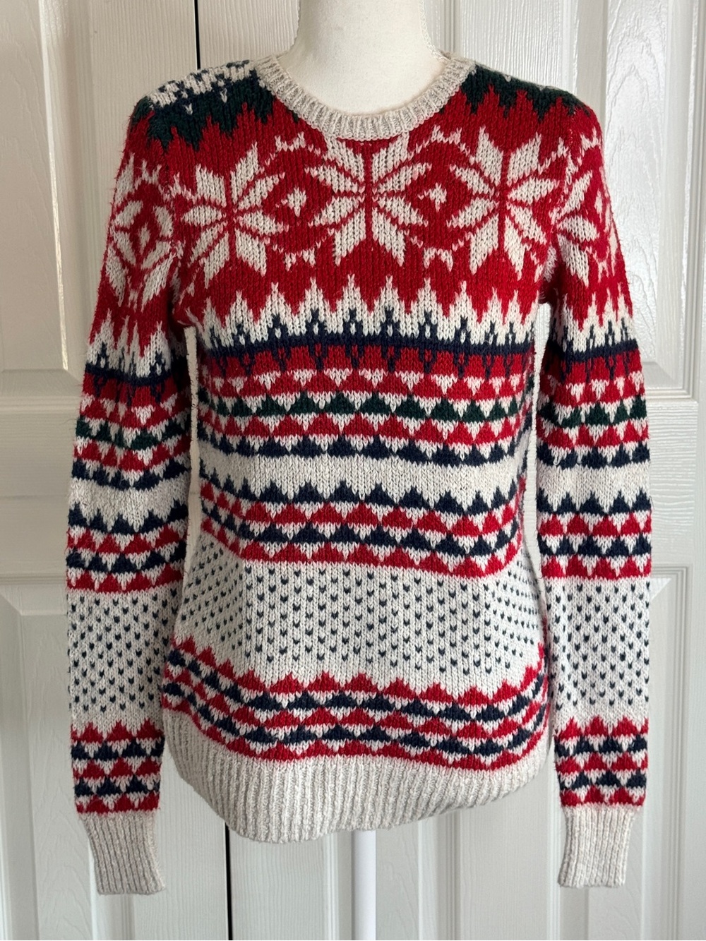 Vintage Abercrombie & Fitch Fair Isle Holiday Snowflake Sweater M Y2K